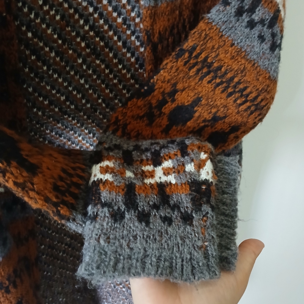 Aztec Style Acrylic Open Cardigan With Pockets - Picture 9 of 14